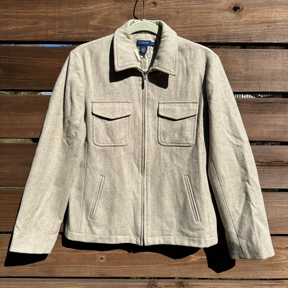 J. Crew Women's Tan Wool Blend Full Zip Jacket